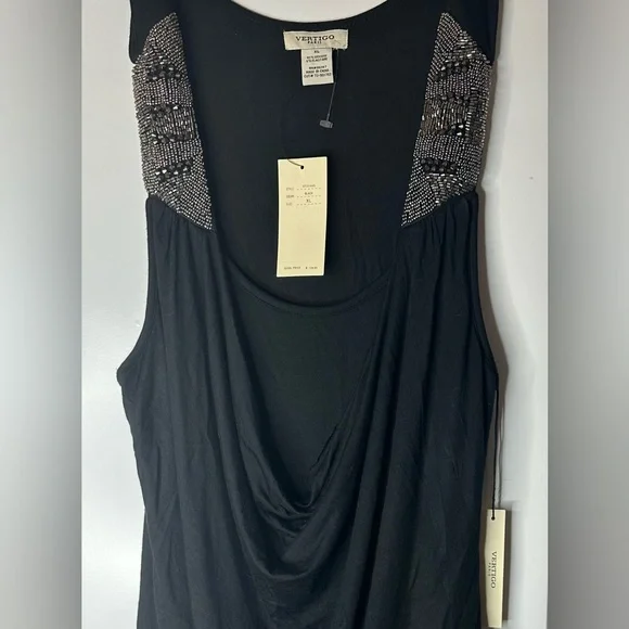 NWT Vertigo Paris sleeveless black tunic top scoop neck XL - Picture 5 of 6